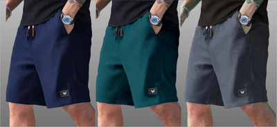 WeReKo Self Design Men Dark Green, Dark Grey, Dark Blue Night Shorts, Running Shorts, Regular Shorts, Gym Shorts
