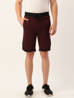HouseOfCommon Solid Men Maroon Casual Shorts