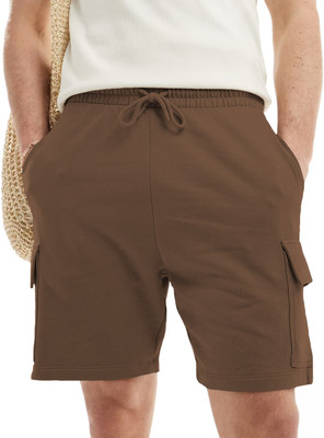 GYRFALCON Solid Men Brown Cargo Shorts