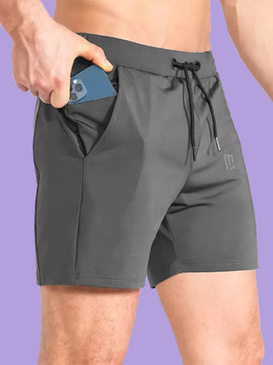 MANIAC Solid Men Grey Basic Shorts