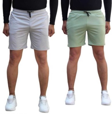 Eetma Solid Men Green, Grey Regular Shorts