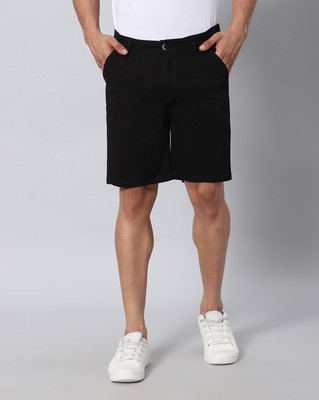 Hence Self Design Men Black Chino Shorts