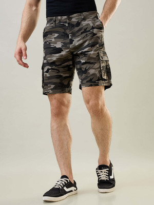 Tim Paris Printed Men Grey Cargo Shorts