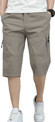 RIDHUDEE Solid Men Grey Regular Shorts