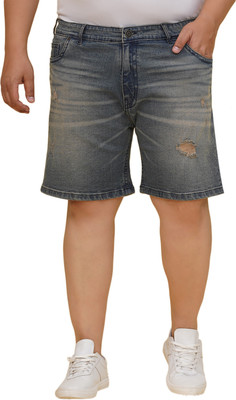 JOHN PRIDE Solid Men Blue Denim Shorts