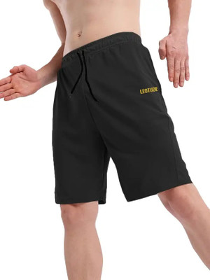 Leotude Solid Men Black Basic Shorts