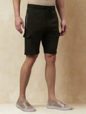 Ho Bindaass Solid Men Dark Green Cargo Shorts