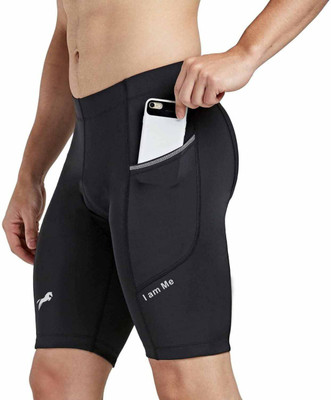 Just Rider Solid Men & Women Black Compression Shorts, Swim Shorts