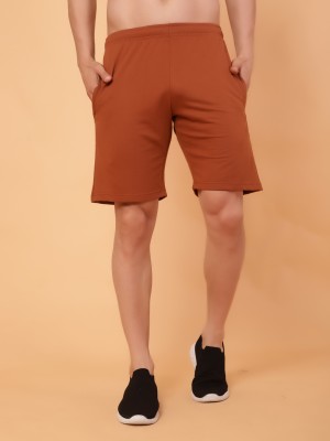 PicPok Solid Men Brown Casual Shorts