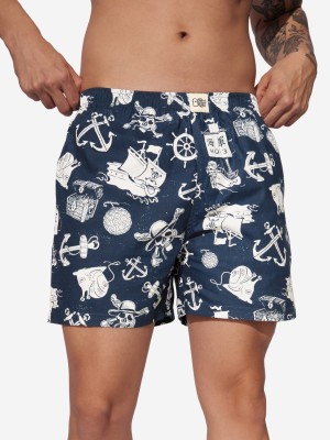 The Souled Store Graphic Print Men Blue Boxer Shorts