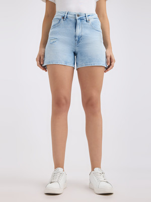 Pepe Jeans Solid Women Blue Denim Shorts