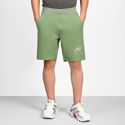 Skechers Solid Men Green Casual Shorts