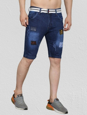 Last Exit Lifestyle Solid Men Denim Dark Blue Denim Shorts