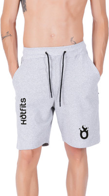 HOTFITS Solid, Printed Men Grey Basic Shorts
