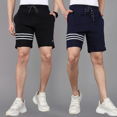 4 SPEED Solid Men Black, Blue Sports Shorts