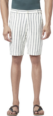 7 Alt by Pantaloons Striped Men White Regular Shorts