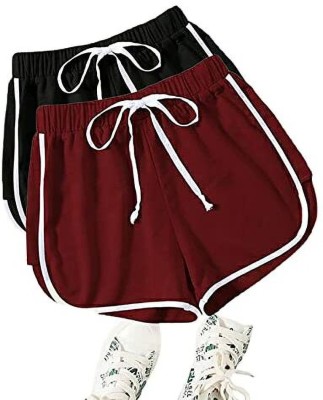 HouseOfCommon Solid Women Multicolor Basic Shorts