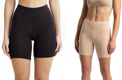 Darshita Fashion Solid Women Black, Beige Cycling Shorts