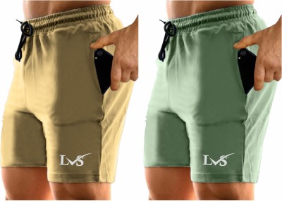 livspaice Solid Men Green, Gold Casual Shorts