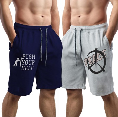 HOTFITS Solid Men Blue, Grey Basic Shorts