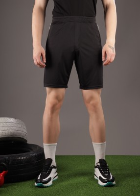 Force NXT Solid Men Black Sports Shorts