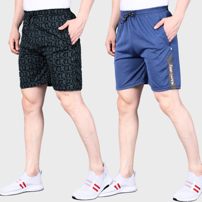 RK Costing Printed Men Black, Blue Regular Shorts