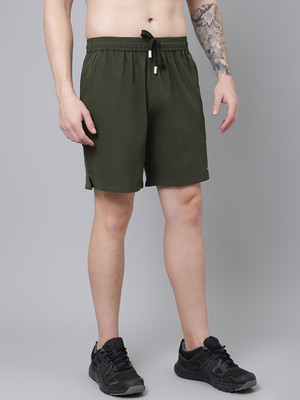 DPassion Solid Men Green Regular Shorts