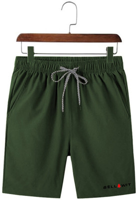Bellwit Solid Men Green Regular Shorts