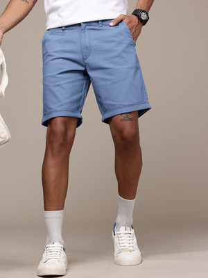 Roadster Solid Men Blue Chino Shorts