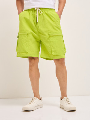 THE BEAR HOUSE Solid Men Green Regular Shorts