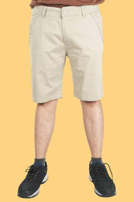 PUBHIZA Solid Men White Chino Shorts