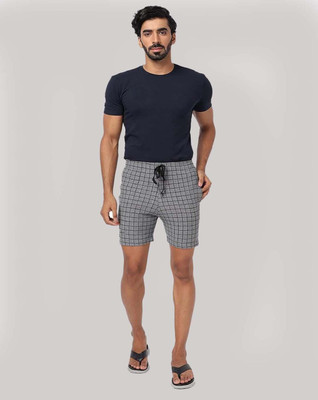 MRB Checkered Men Grey Regular Shorts