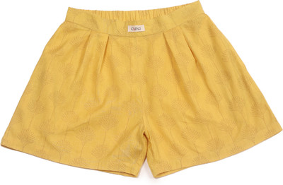 CLLING Floral Print Women Yellow Boxer Shorts
