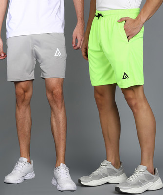 Adrenex Solid Men Grey Basic Shorts