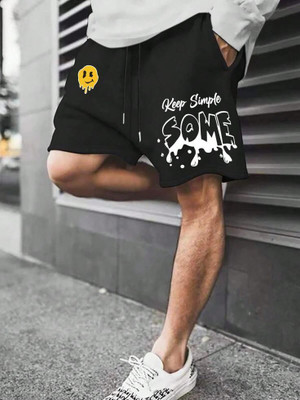 Culish Trend Printed Men Black Sports Shorts