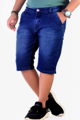 BaseCrowd Solid Men Denim Blue Denim Shorts