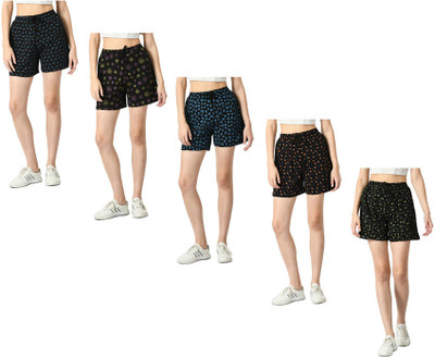 Indistar Printed Women Multicolor Regular Shorts