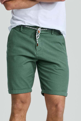 Snitch Solid Men Green Basic Shorts