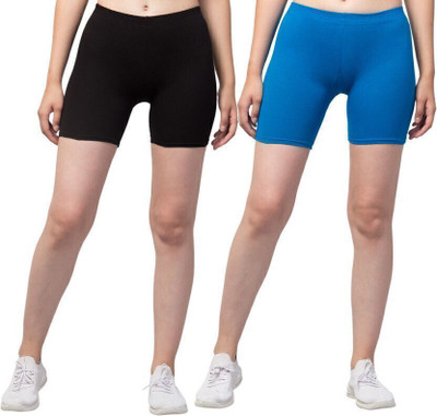 HiRRuX Solid Women Black, Blue Basic Shorts