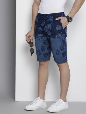 The Indian Garage Co. Solid Men Blue Denim Shorts