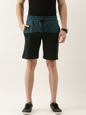 HouseOfCommon Solid, Color Block Men Dark Blue Chino Shorts, Casual Shorts