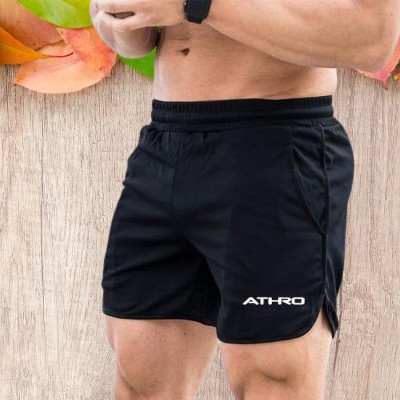 athro Printed Men Black Sports Shorts