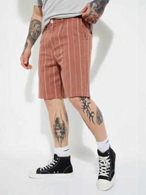 MAX Striped Men Orange Regular Shorts