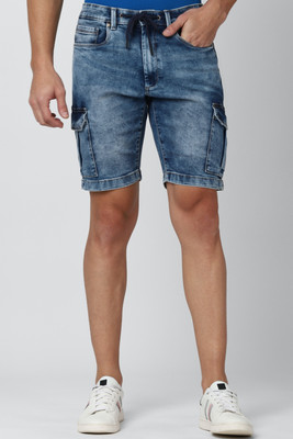 PETER ENGLAND Solid Men Blue Regular Shorts