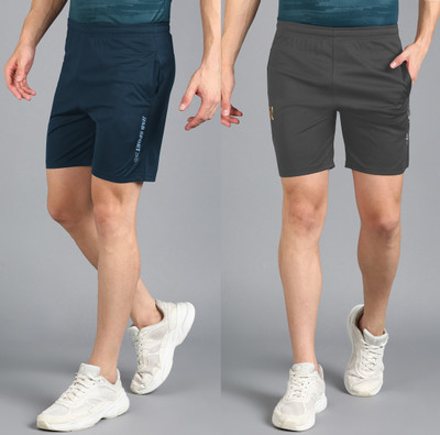 Moda Rapido Printed Men Grey, Blue Sports Shorts, Gym Shorts, Regular Shorts