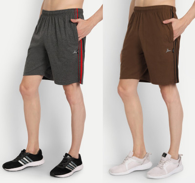 Zeffit Solid Men Multicolor, Brown Bermuda Shorts