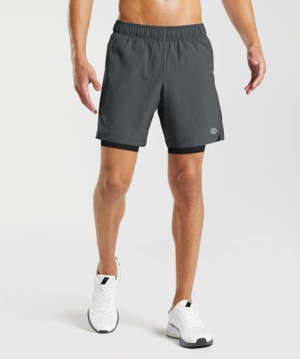 CHKOKKO Solid Men Grey Sports Shorts