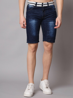 ZaaHii Dyed/Washed Men Denim Light Blue Denim Shorts