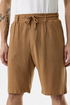 Snitch Solid Men Brown Basic Shorts