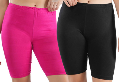 ORLIZEA Solid Women Black, Pink Cycling Shorts